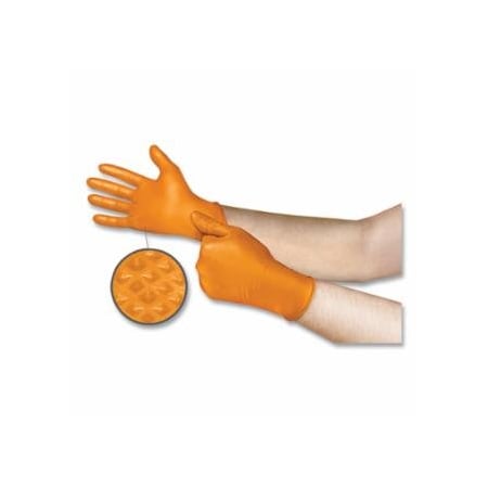 Ansell Mega Texture 93-256 Disposable Nitrile Gloves, Size 7, Orange 748-93256-070