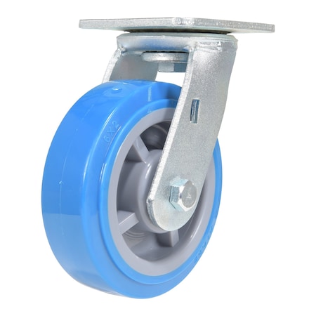 Vestil Polyurethane Swivel Caster 6 In. Diameter x 2 In. Width 903 Lb. Capacity Light Blue/Gray CST-KB-6X2PUP-S