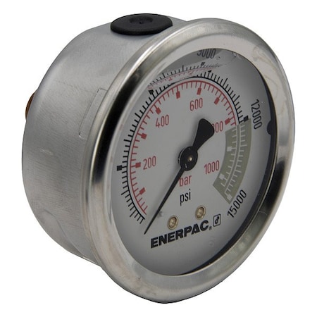 Enerpac Hydraulic Pressure Gauge, 2.50 in Dial, 1/4 in NPTF, Center Back Location G2538R