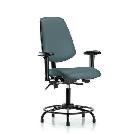 Blue Ridge Ergonomics Desk Chair Adjustable Arms, 18" to 23" Height, Vinyl, Colonial Blue BR-VDHCH-MB-RT-T0-A1-RG-8546