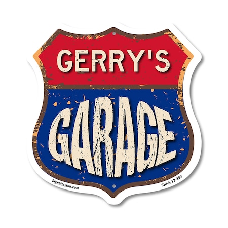 Signmission Gerry's Garage, 12 Inch X 12 Inch, Aluminum Metal Sign SHI-A-12-383-GERRY