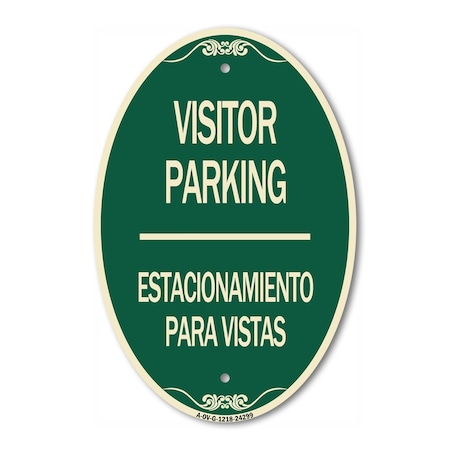 Signmission Bilingual Reserved Parking Sign Visitor Parki, 12 In X 18 In Architectural, Heavy Gauge Aluminum A-OV-G-1218-24299