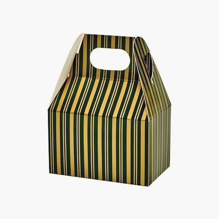 Nashville Wraps Green and Gold Stripe Mini Gable Box, 4x2.5x2.5, 6PK GGSMGB