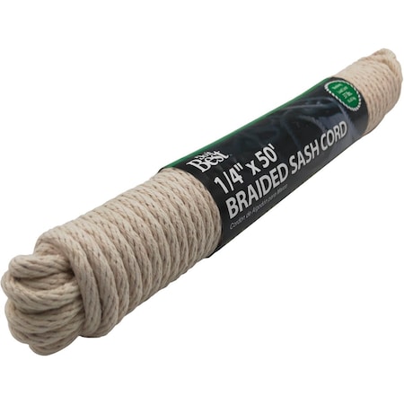 Do It Best 1/4'' x 50 Ft. White Solid Braided Cotton Sash Cord 218892