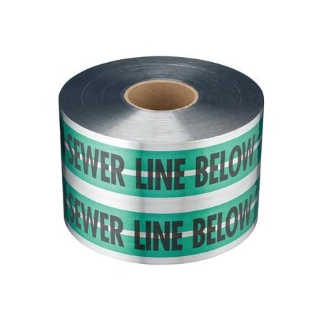 Empire Level CAUTION SEWER LINE BELOW -Premium Detectable Utility Green Tape 6IN X 1000FT 31-055
