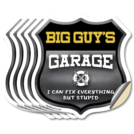 Signmission Big Guy's Garage I Can Fix Everything But Stupid, 4 inch X 4 inch, Vinyl Decal, 5PK SHI-D-5PACK-4-490-BIG GUY