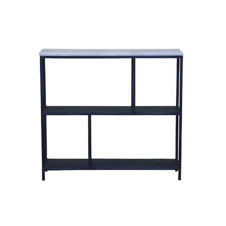 Homeroots 30" Black and White Iron Three Tier Geometric Bookcase 391926