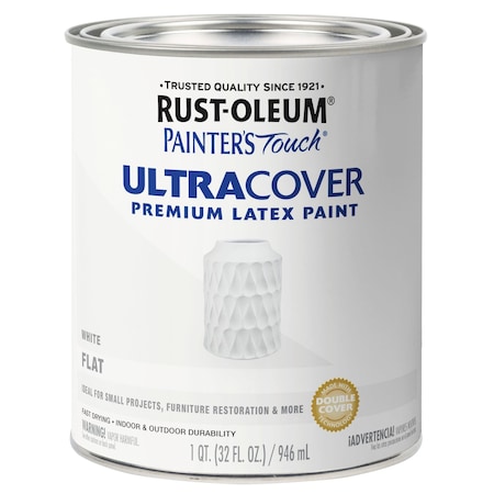 Rust-Oleum Interior/Exterior Paint, Flat, White, Quart 1990502