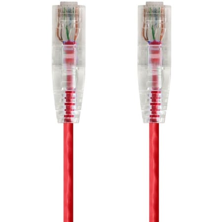 Monoprice Slim Cat6 Utp Network Cable, 0.5 ft.Red 14785