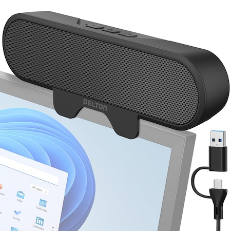 Delton Clip-On 10-Watt USB-A Computer Speaker, Black P150