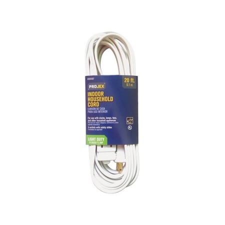 Upgrade FW-203-20FT-09P General Purpose Indoor 16 Gauge by 2 SPT Extension Cord  White UP3299165