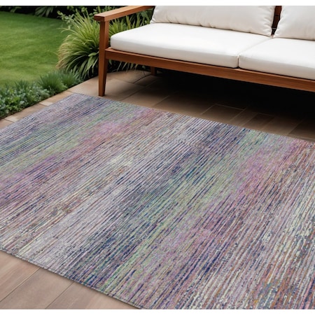 Homeroots 8' X 10' Blush Striped Washable Indoor Outdoor Area Rug 608458