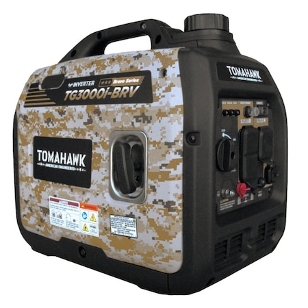 Tomahawk Power 3000 Watt Inverter Generator Super Quiet Portable Gas Power Professional Use - Camo Special Edition TG3000i-BRV