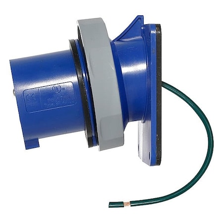 Leviton Pin & Sleeve Inlet, 30 A, 120/208V AC, Three Phase, 4 Pole, IEC Grounding, Blue, NEMA 3R, 4X, 6P, 12 530B9WLEV