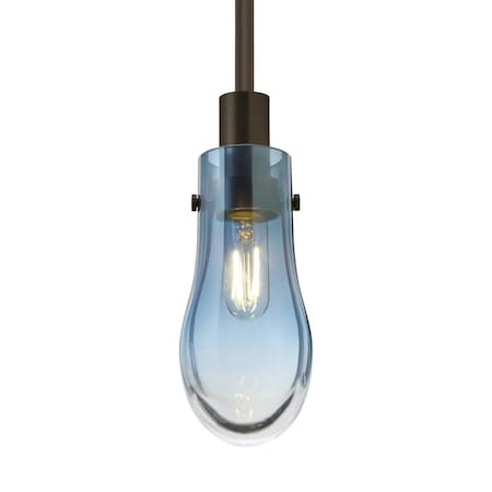 Besa Lighting Wish Stem Pendant, Blue/Clear, Bronze Finish, 1x3W LED Edison 1TT-WISHBL-EDIL-BR