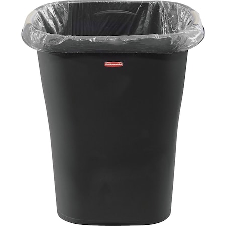 Rubbermaid 8 Gal. Black Rectangular Wastebasket with LinerLock 1835854