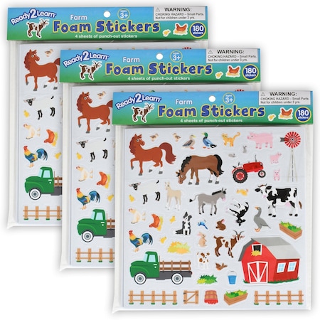 Ready 2 Learn Foam Stickers, Farm, 180-Piece Set, 3PK CE10120