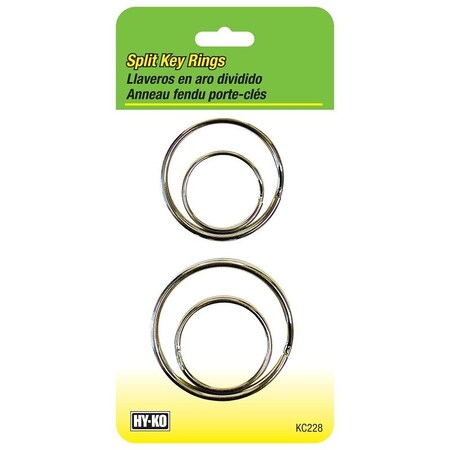 Hy-Ko Key Ring, Split Ring, 3/4, 1, 1-1/4, 1-1/2 in Ring KC228