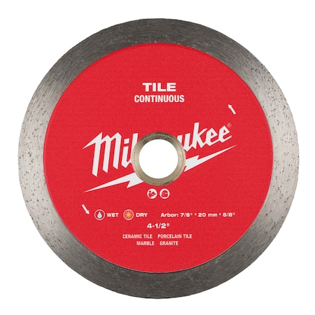 Milwaukee Tool DiamondSawBlade, Diam:4.5", 49-93-9504