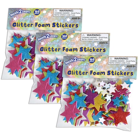 Ready 2 Learn Glitter Foam Stickers, Stars, Multicolor, 168-Piece Set, 3PK CE10082