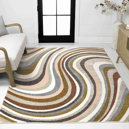Jonathan Y Flow Abstract Swirl Red/Beige/Blue 8 ft. x 10 ft. Area Rug DZC100B-8