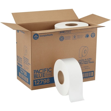 Georgia-Pacific envision Jumbo Jr. Bathroom Tissue Roll, Septic Safe, 2-Ply, 3.3" x 1,000 ft, White, 8PK 12798
