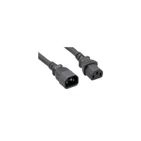 Cable Wholesale Computer / Monitor Power Extension Cord, Black, C13 to C14, 14AWG, 15 Amp, 1 foot 10W2-02201