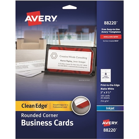 Avery Clean Edge Rounded Corner Busines, PK160 88220