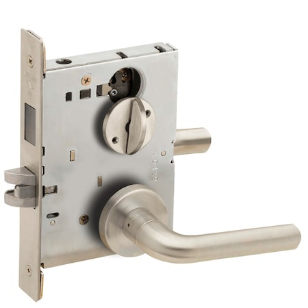 Schlage Grade 1 Privacy with Deadbolt and Coin Turn Mortise Lock, 02 Lever, A Rose, Satin Nickel Plated Cle L9444 02A 619