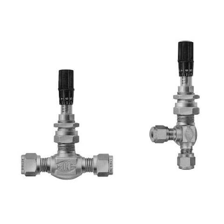 Hoke 1300 Series Forged Body Metering Valves, 1/4in MNPT x 1/4in MNPT, 3000 PSI, -65 Deg. To 450 Deg. F 1335M4Y