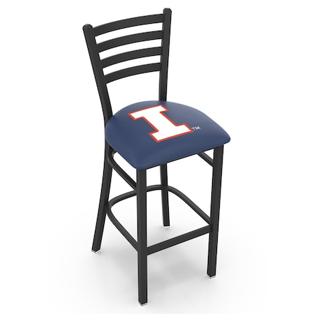 Holland Bar Stool Co 30" Blk Wrinkle Illinois Stationary Bar Stool, Ladder Back L00430IlliniU