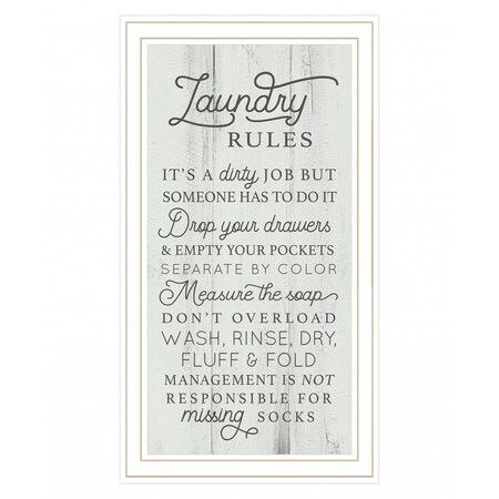 Homeroots Laundry Rules 2 White Framed Print Bathroom Wall Art 416178