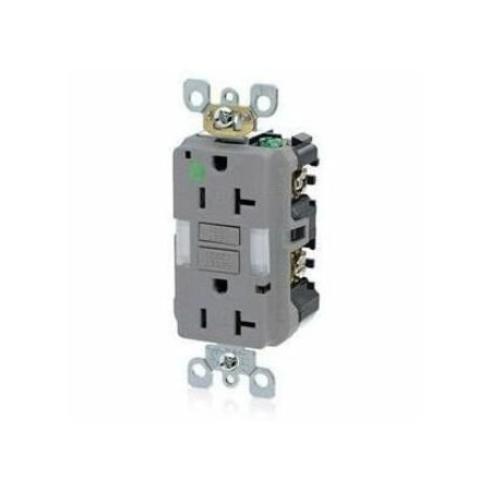 Leviton GFIRcptcl, 20A, 125VAC, Gry, Polycarbonate GFNL2-HGG