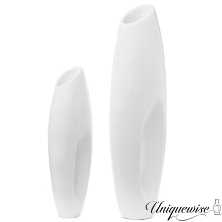 Uniquewise Tall Floor Vase, Modern White Large Floor Vase, Decorative Lightweight, Home Decor, Set of 2 QI003159.2
