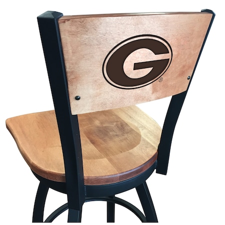 Holland Bar Stool Co 25" Blk Wrinkle Georgia "G" Swivel Bar Stool, Laser Engraved Back L03825BWMedMplAGA-GMedMpl
