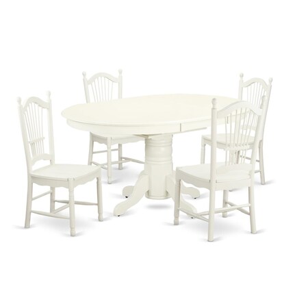 East West Furniture 5 Piece Dining Set, Linen White, 5PK AVDO5-BCH-W