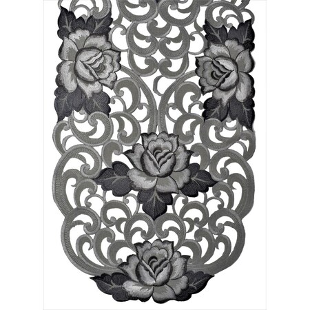 Sinobrite 16 x 72 in. Gunmetal Cutout Rose Table Runner H9224-16x72