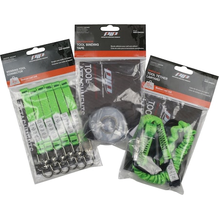 Pip Tool Tethering Kit, includes single leg lanyard, tool connectors, and tool tape, Retail Packed 533-900101