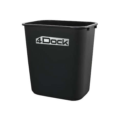 4Dock 7 gal Office Trash Can, Black, Plastic, 10-1/2 in TC005