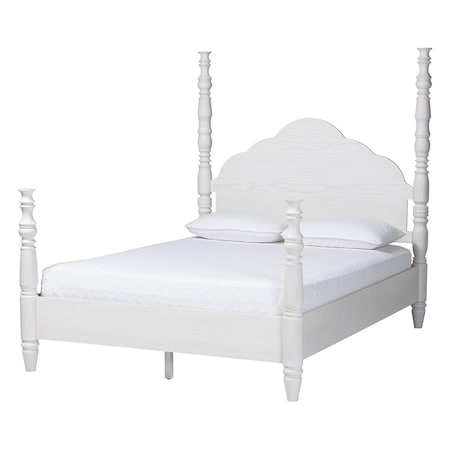 Baxton Studio Martino Four-Poster Platform Bed, King, White 264-14394-ZORO