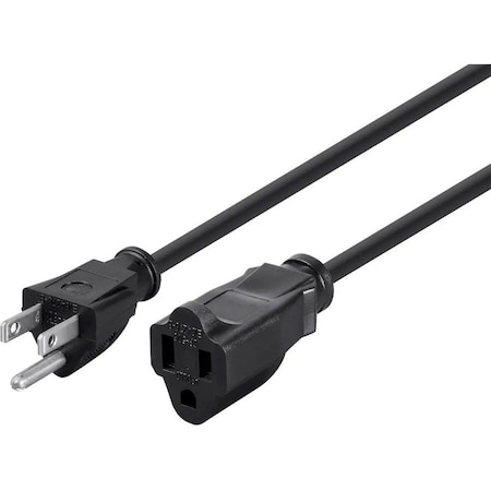 Monoprice SJT Extension Cord, 16 AWG, Indoor, 16/3, 1 Outlets, 5-15R, Black, 5-15P, 1 ft 5296