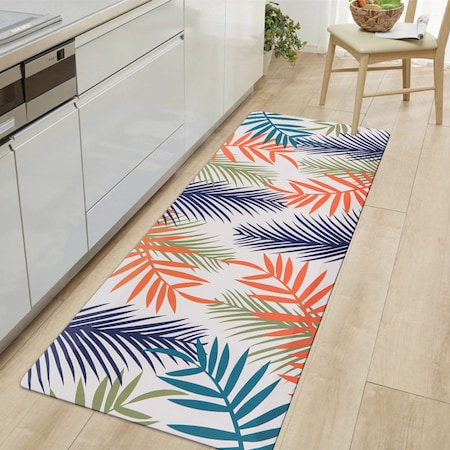 World Rug Gallery Floral Leaves Anti Fatigue Standing Kitchen Mat 18 ft x 47 ft Multi WR20MULTI18X47