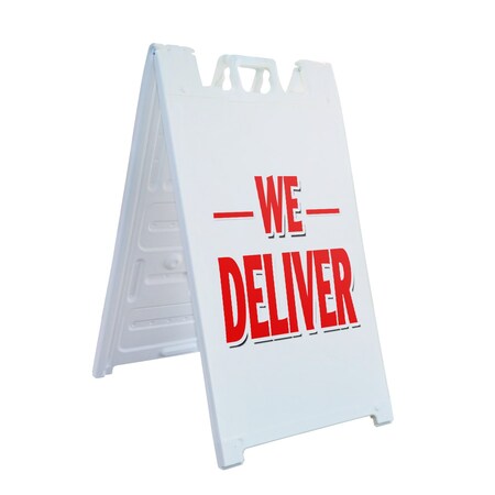 Signmission We Deliver, A-Frame & 2 Sign Inserts, Heavy-Duty Plastic Frame SBHD-C-2436-We Deliver