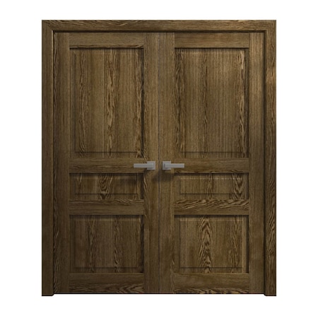 Sartodoors Interior Solid French Double Doors 60 x 84 inches, Ego 5012 Marble Oak, Wood Interior Solid Panel EGO5012DD-DMR-6084