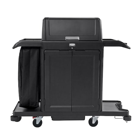 Rubbermaid Commercial Housekeeping Cart, Plastic Frame, Black 2202587