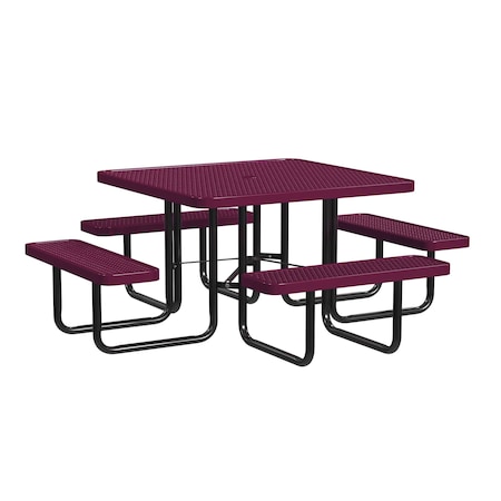 Leisure Craft Square Portable Picnic Table, Burgundy, 46 in L T46SQP-BURGUNDY