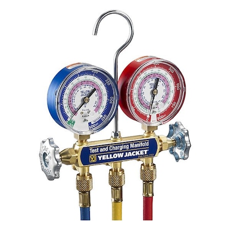 Yellow Jacket Manifold Gauge Set, 5 ft L, 3 1/8 in Gauge 42036
