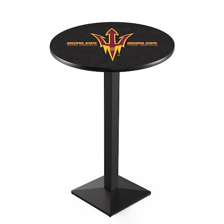 Holland Bar Stool Co 36" Blk Wrinkle Arizona State Pub Table, Pitchfork, 36" dia. Top L217B3636ArizSt-F