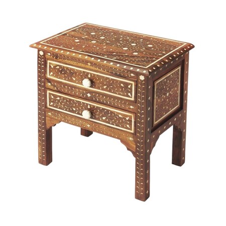 Homeroots 22in Brown And White Solid Wood Frame Standard Accent Chest With Two Drawers 389737