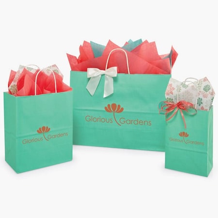 Nashville Wraps Aqua White Kraft Shopping Bag Assortment, 125PK AQWA